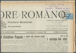 16432 Vatikan: 1929, Newpaper "L 'OSSERVATORE ROMANO" Franked With 25 Cent. To Netherlands. - Storia Postale
