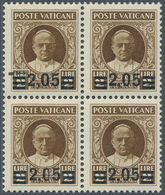 16439 Vatikan: 1934, "Provisorials", 2,05 On 2 L Brown, Block Of Four, The Upper Left Stamp With A Variety - Lettres & Documents