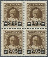 16439 Vatikan: 1934, "Provisorials", 2,05 On 2 L Brown, Block Of Four, The Upper Left Stamp With A Variety - Storia Postale