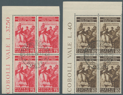 16443 Vatikan: 1935, International Jurist Congress 5 C. - 1,25 L., Complette Set With 6 Blocks Of 4, Used, - Lettres & Documents