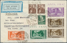 16448 Vatikan: 1938, 2 X 25 C Brown And 50 C Green Airmail Stamps Together With 5 Stamps "archaeological C - Storia Postale