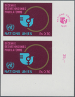 16510 Vereinte Nationen - Genf: 1980. IMPERFORATE Vertical Corner Pair For The 70c Value Of The Set "UN De - Ungebraucht