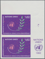 16515 Vereinte Nationen - Genf: 1982. IMPERFORATE Vertical Corner Pair For The 80c Value Of The Set "Explo - Neufs