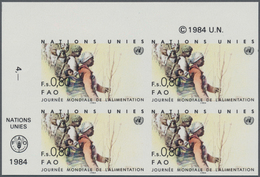 16518 Vereinte Nationen - Genf: 1984. IMPERFORATE Corner Block Of 4 For The 80c Value Of The Set "World Fo - Ungebraucht