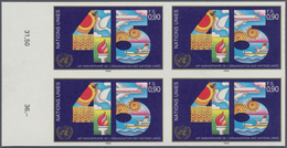 16541 Vereinte Nationen - Genf: 1990. IMPERFORATE Block Of 4 For The 90c Value Of The Set "UN 45th Anniver - Neufs