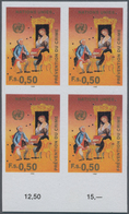 16543 Vereinte Nationen - Genf: 1990. IMPERFORATE Block Of 4 For The 50c Value Of The Set "Crime Preventio - Ungebraucht