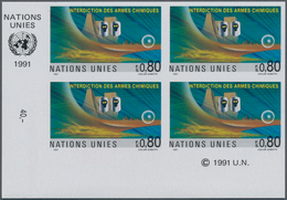 16548 Vereinte Nationen - Genf: 1991. IMPERFORATE Corner Block Of 4 For The 80c Value Of The Set "Banning - Ungebraucht