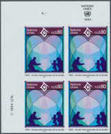 16556 Vereinte Nationen - Genf: 1994. IMPERFORATE Corner Block Of 4 For The 80c Value Of The Issue "Intl. - Neufs