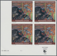 16563 Vereinte Nationen - Genf: 1995. IMPERFORATE Corner Block Of 4 For The 60c Value Of The Set "Fourth W - Neufs