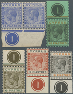 16620 Zypern: 1924/1925, KGV Definitives 15 Different Stamps All From Margins With PLATE NUMBERS (controls - Altri & Non Classificati