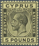 16621 Zypern: 1925, 5 E. König Georg V., Außergewöhnlich Schönes Exemplar Praktisch Postfrisch Bis Auf Kle - Autres & Non Classés