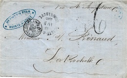 1860- Enveloppe En Port Du De Pointe à Pitre  " Voie D'Angleterre " Taxe 6 Tampon Pour La Rochelle - Brieven En Documenten