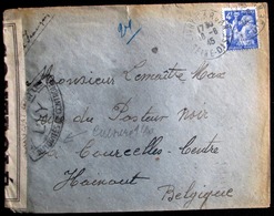 1945 LETTRE CENSURE DE  * LIVRY GARGAN * - Vers COURCELLES --- * OUVERT PAR LES AUTHORITES DE CONTROLE * YVERT 656 SEUL - 1939-44 Iris