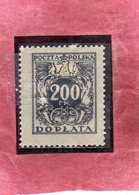 POLONIA POLAND POLSKA 1923 POSTAGE DUE STAMPS SEGNATASSE TASSE TAXE 200m MH - Postage Due