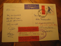 MEXICO 1968 Olympic Games Olympics Javelin Throw WARSZAWA 1969 Stamp On Air Mail Post Card POLAND - Sommer 1968: Mexico