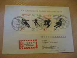 SAPPORO 1972 Winter Olympic Games Olympics Ski Jump MUNCHEN 1971 FDC Cancel Bloc On Registered Cover GERMANY Japan - Winter 1972: Sapporo