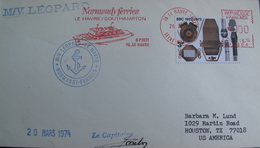 LOT A61 - LETTRE FRANCE > ROYAUME-UNI > USA PAR LA CIE " NORMANDY FERRY " SUR LE NAVIRE M/V LEOPARD - Plaatfouten En Curiosa