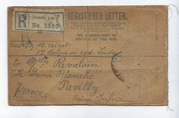 Lettre Enregistrée Londres 1919 Cachet Cire - Cachets Généralité