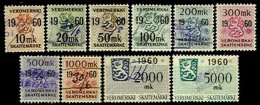 FINLAND, Income Tax, B&H 68/77, Used, F/VF, Cat. £ 30 - Revenue Stamps