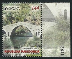 MACEDONIA/ MAKEDONIA/ MAKEDONIEN -EUROPA 2018 - "PUENTES.- BRIDGES - BRÜCKEN - PONTS".- SELLO De La HOJITA BLOQUE - 2018