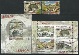 MACEDONIA/ MAKEDONIA/ MAKEDONIEN -EUROPA 2018 - "PUENTES.- BRIDGES - BRÜCKEN - PONTS".  SERIE + BF + HOJITA CARNET - 2018