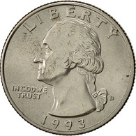Monnaie, États-Unis, Washington Quarter, Quarter, 1993, U.S. Mint, Denver, SUP - 1932-1998: Washington