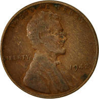 Monnaie, États-Unis, Lincoln Cent, Cent, 1942, U.S. Mint, Philadelphie, TB - 1909-1958: Lincoln, Wheat Ears Reverse