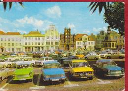 WISMAR MARKT AUTO CARS TRABANTGERMANY POSTCARD USED - Wismar