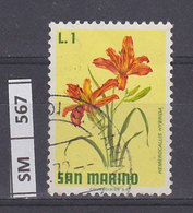 SAN MARINO  1971	Fiori L. 1 Usato - Usati