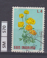 SAN MARINO  1971	Fiori L. 4 Usato - Used Stamps