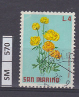 SAN MARINO  1971	Fiori L. 4 Usato - Oblitérés