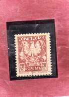 POLONIA POLAND POLSKA 1950 POSTAGE DUE STAMPS SEGNATASSE TASSE TAXE POLISH EAGLE AQUILA 20z USATO USED OBLITERE' - Strafport