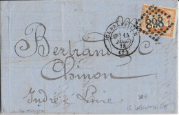 1874 - SIEGE 40c AVEC "LAFONTAINE" IMPRIME AU VERSO Sur LETTRE De CHARLEVILLE (ARDENNES) => CHINON (INDRE ET LOIRE) - 1870 Beleg Van Parijs
