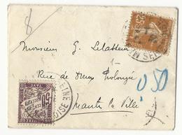 Petite Enveloppe Pour Mantes La Ville - 1930 - Affranchie à 25 Cts Et Taxée à 50 Cts - 1859-1959 Covers & Documents