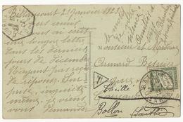 Carte Postale Billancourt Vers L'Orne, Ré-expédiée à Ballon (Sarthe) - 1923 - Affranchie à 10 Cts Et Taxée à 20 Cts - 1859-1959 Lettres & Documents