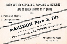 BRESSUIRE - Carte Commerciale MAUSSION Père Et Fils  7 Place Notre Dame  Format 8x12 - Visiting Cards