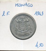 Monaco. 2 Francs (1943) - 1922-1949 Louis II