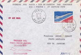 18730#  CONCORDE LETTRE PREMIER VOL Obl PARIS AVIATION 1976 RIO DE JANEIRO BRESIL De 59 NORD LESQUIN - 1960-.... Briefe & Dokumente