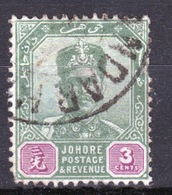 Malaysia Johore Sultan Ibrahim 1896 Three Cent Green And Purple. - Johore