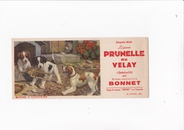 LIQUEUR PRUNELLE DU VELAY / ETABLISSEMENTS BONNET / CHIENS CHIOTS  / RARE ET BEAU BUVARD - Liquore & Birra