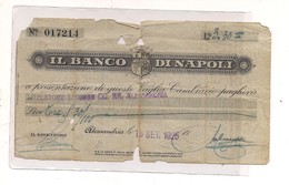 2136) Assegno Vaglia Cartamoneta Banco Di Napoli 1925 - Unclassified