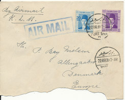 Egypt Cover Sent Air Mail To Denmark Port Said 27-3-1938 (The Cover Is Damaged At The Bottom) - Storia Postale