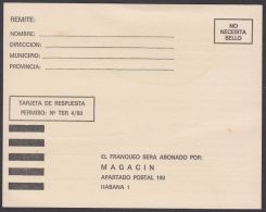 1980-EP-123 CUBA CIRCA 1980 SPECIAL POSTAL STATIONERY "MAGACIN" RESPUESTA PAGADA. - Storia Postale