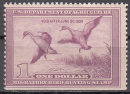 UNITED STATES   SCOTT NO. RW5   MINT HINGED    YEAR  1938 - Duck Stamps