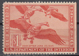 UNITED STATES   SCOTT NO. RW11    MINT NO GUM      YEAR  1944 - Duck Stamps