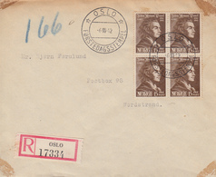 Enveloppe  Recommandée  FDC  1er   Jour   NORVEGE   Johan  Herman   WESSEL    OSLO   1943 - FDC