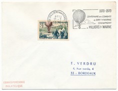 FRANCE - Enveloppe - OMEC "Centenaire Des Combats De Bry Sur Marne, Champigny Et VILLIERS S/Marne" 1970 - Oblitérations Mécaniques (flammes)