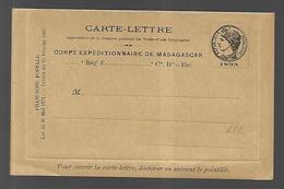 MADAGASCAR ENTIER POSTAL CORPS EXPEDITIONNAIRE DE 1895 NEUF - Covers & Documents