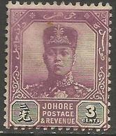 Johore - 1904-9 Sultan Ibrahim 3c MH *    SG 63 - Johore