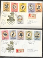 RR  FDC 2 Lettres Illustrées Recommandées Circulées Budapest 21/8/1960 à Vienne Cachets Série Complète N° 1379 à 1389 TB - FDC